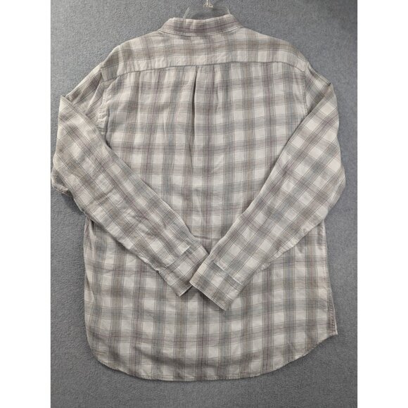 J Crew Flannel Shirt Mens SZ XL Beige Plaid Slim Fit Button Down - Picture 6 of 10